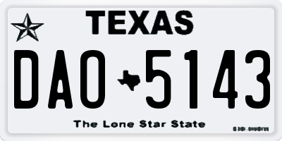TX license plate DAO5143