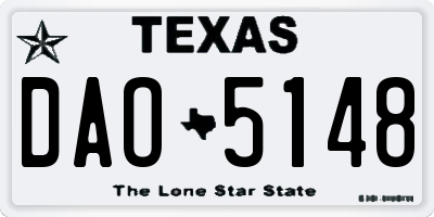 TX license plate DAO5148