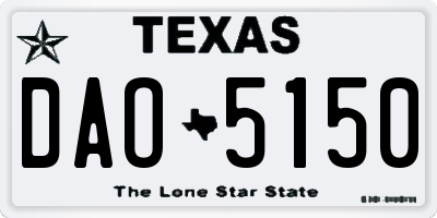 TX license plate DAO5150