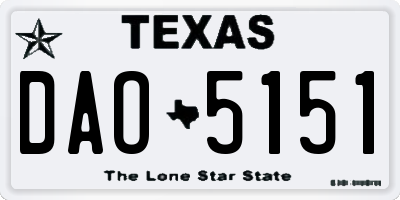 TX license plate DAO5151