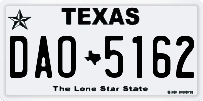 TX license plate DAO5162