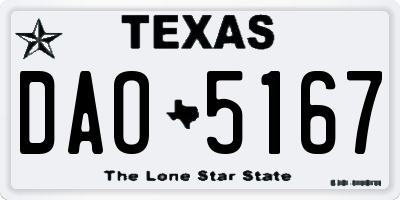 TX license plate DAO5167