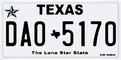 TX license plate DAO5170