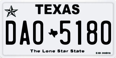 TX license plate DAO5180
