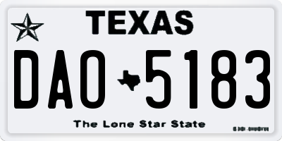 TX license plate DAO5183