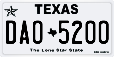 TX license plate DAO5200
