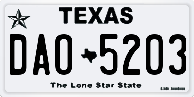 TX license plate DAO5203