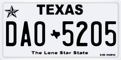 TX license plate DAO5205