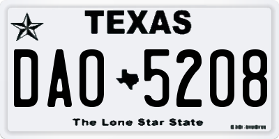 TX license plate DAO5208