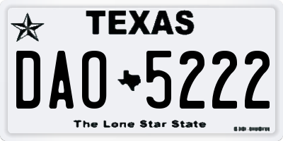 TX license plate DAO5222