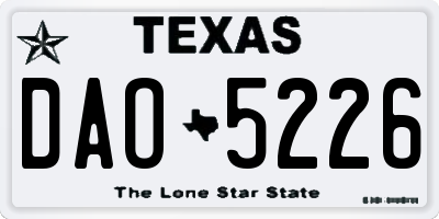 TX license plate DAO5226