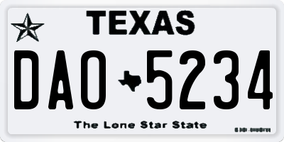 TX license plate DAO5234