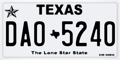 TX license plate DAO5240