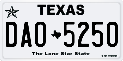 TX license plate DAO5250