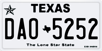TX license plate DAO5252