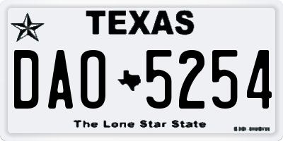 TX license plate DAO5254