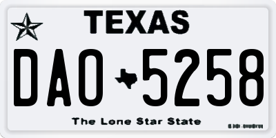 TX license plate DAO5258