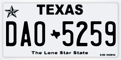 TX license plate DAO5259