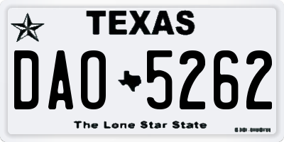 TX license plate DAO5262