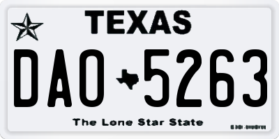 TX license plate DAO5263