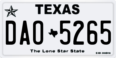 TX license plate DAO5265