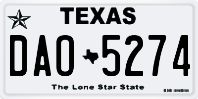 TX license plate DAO5274