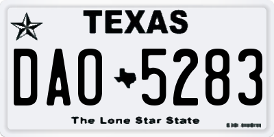TX license plate DAO5283