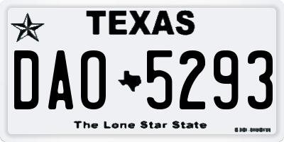 TX license plate DAO5293