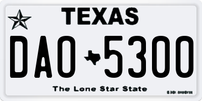 TX license plate DAO5300
