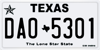 TX license plate DAO5301
