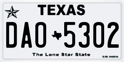TX license plate DAO5302