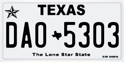 TX license plate DAO5303