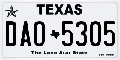 TX license plate DAO5305