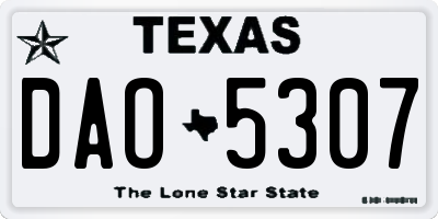TX license plate DAO5307