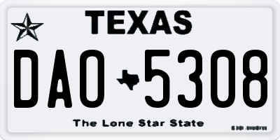 TX license plate DAO5308