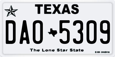 TX license plate DAO5309