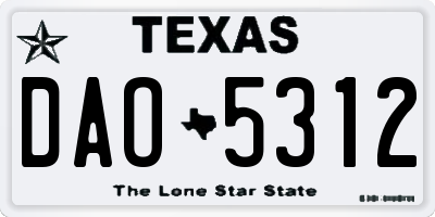 TX license plate DAO5312