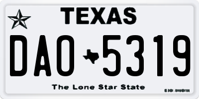TX license plate DAO5319