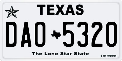 TX license plate DAO5320