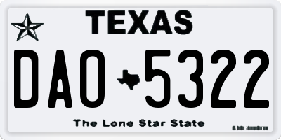 TX license plate DAO5322