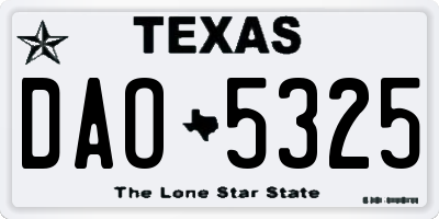 TX license plate DAO5325