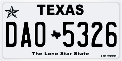 TX license plate DAO5326