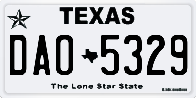 TX license plate DAO5329
