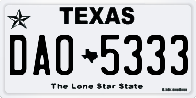 TX license plate DAO5333
