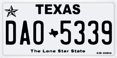 TX license plate DAO5339