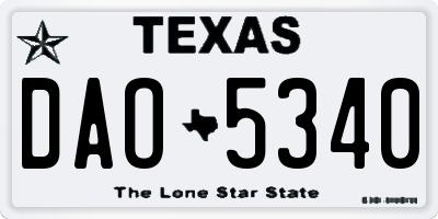 TX license plate DAO5340