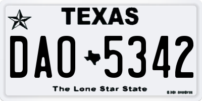 TX license plate DAO5342
