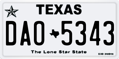 TX license plate DAO5343