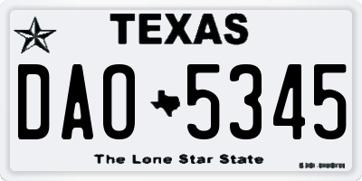 TX license plate DAO5345