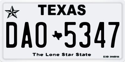 TX license plate DAO5347